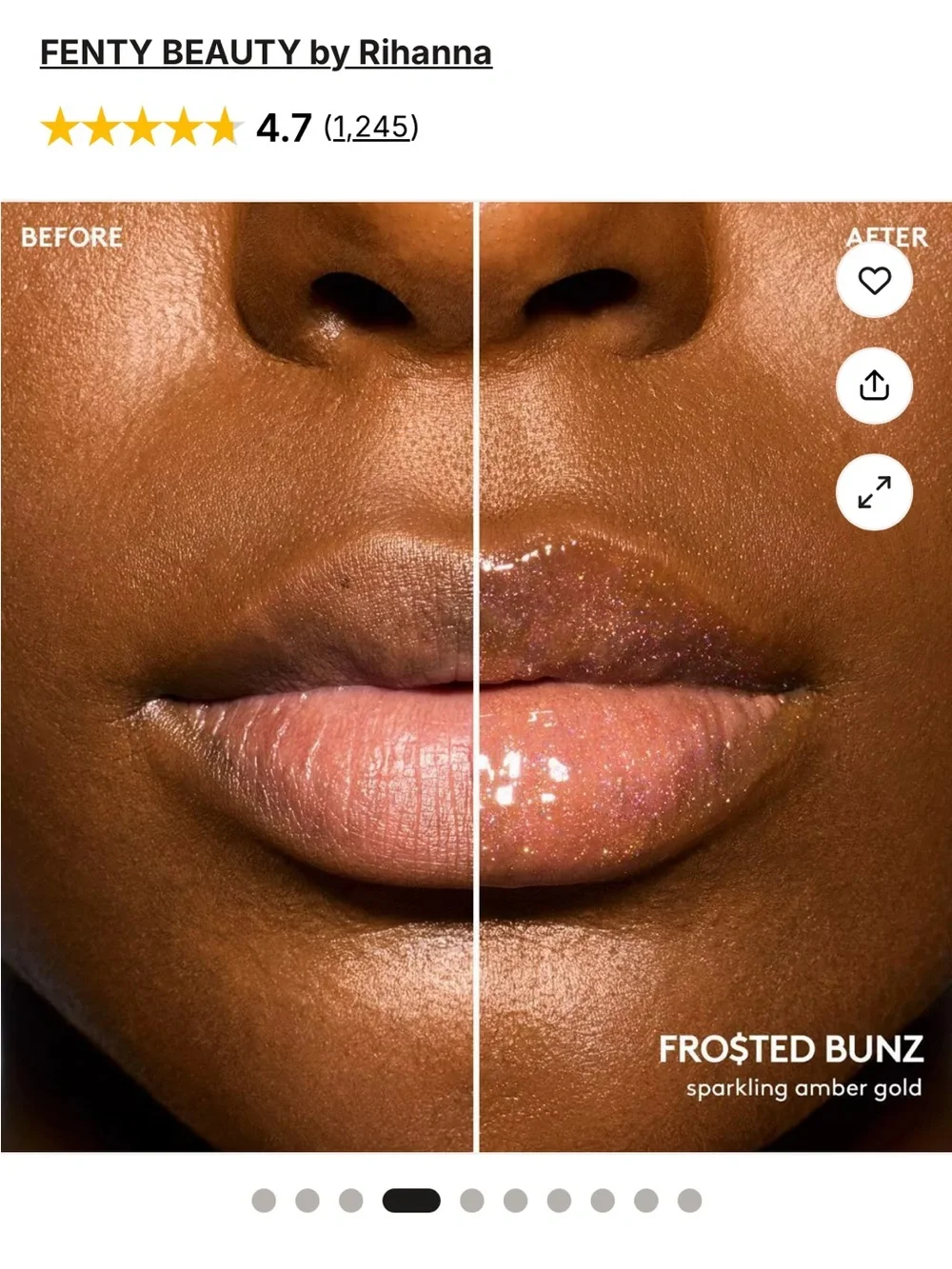 Fenty Beauty Gloss Bomb Lip Gloss in Frosted Bunz Sparkling Amber Gold